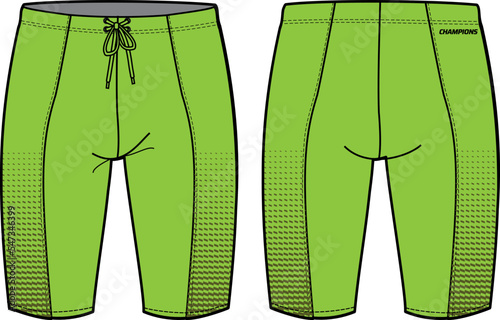 Compression tights Shorts design flat sketch vector illustration, Bike Shorts tights concept with front and back view for Cycling, bicycle, workout and running active wear shorts design.