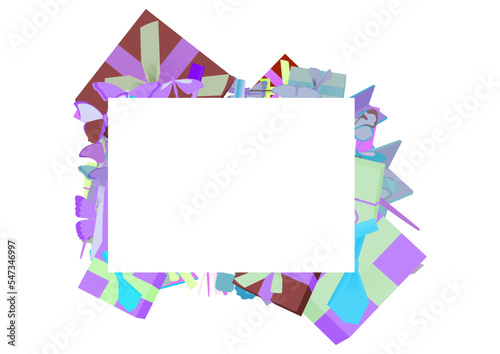 Blank paper, fill yourself invitation card, with border backdrop pattern. Abstract design texture. Theme is about vector, drawing, parcel, xmas, paper knife, clip, love, silhouette, parlor