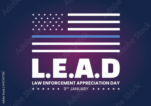National Law Enforcement Appreciation Day or LEAD on January 9th to Thank and Show Support in Flat Cartoon Hand Drawn Templates Illustration