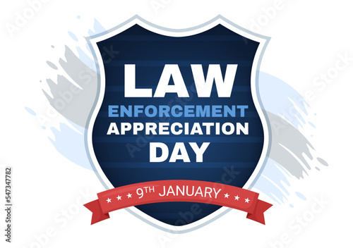 National Law Enforcement Appreciation Day or LEAD on January 9th to Thank and Show Support in Flat Cartoon Hand Drawn Templates Illustration
