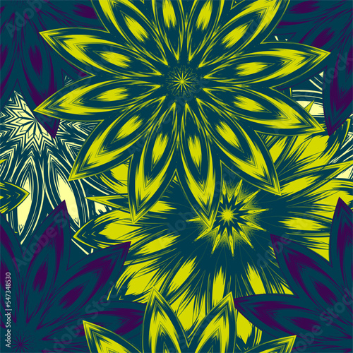 Flowers. Seamless floral background. Tracery handmade nature ethnic fabric backdrop pattern. Textile design texture. Decorative color art. Vector