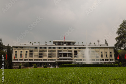 Independence palace at Saigon with water fountain. Also known as Reunification Convention Hall