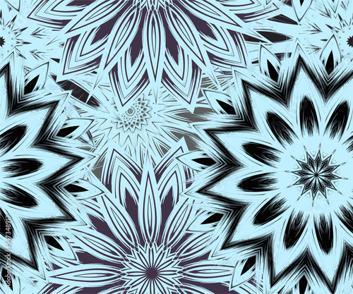 Flowers. Seamless floral background. Tracery handmade nature ethnic fabric backdrop pattern. Textile design texture. Decorative color art. Vector