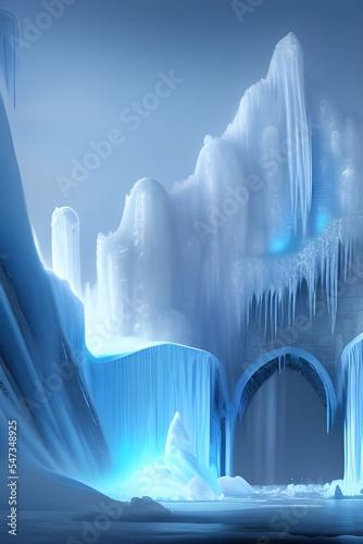 Ice Blue Winter Fantasy World Illustration 