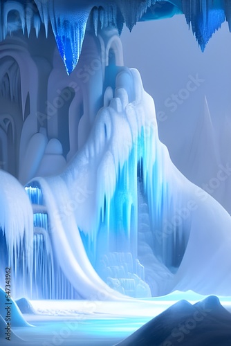 Ice Blue Winter Fantasy World Illustration 