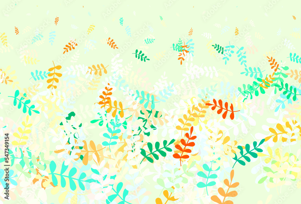 Light Multicolor vector doodle texture with leaves.