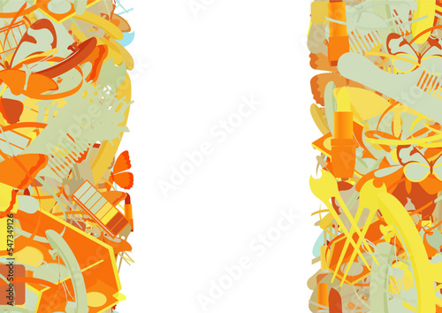 Background pattern abstract design texture. Vertical seamless stripes. Border frame, transparent background. Theme is about summer, cosmetology, narrow goods, wavy, weaving, clip, various
