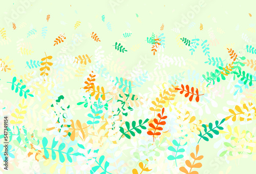 Light Multicolor vector doodle texture with leaves.