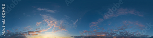Print op canvas Dark blue twilight sky panorama with Cumulus clouds