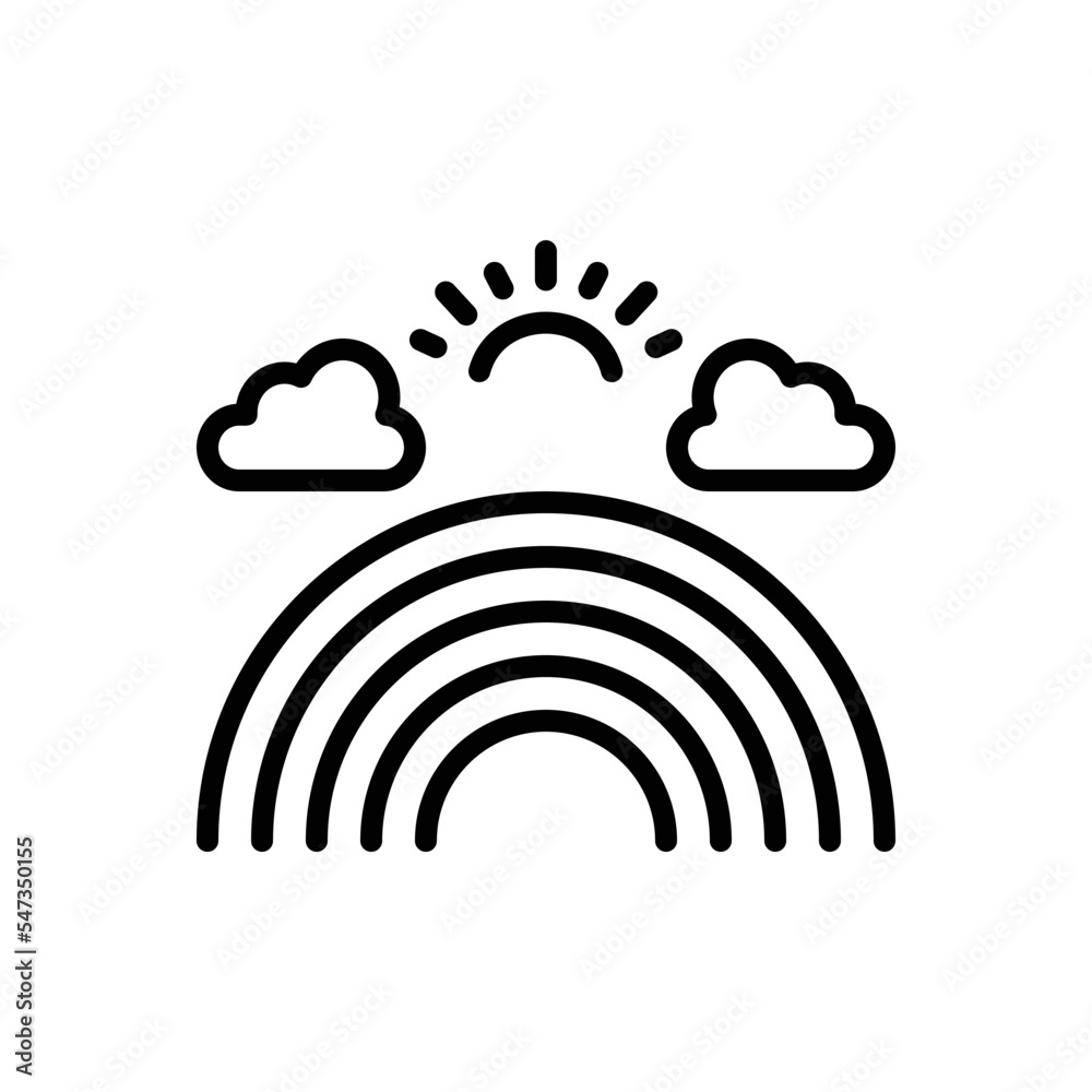 Black line icon for rainbow