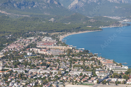 View of Kemer resort town from a high mountain, Turkey