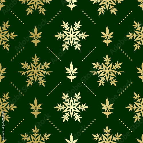 Wallpaper Mural Christmas snowflakes with cannabis leaf seamless vector pattern Torontodigital.ca