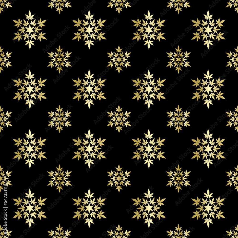 Christmas snowflakes with cannabis leaf seamless vector pattern Christmas snowflakes with cannabis leaf seamless vector pattern