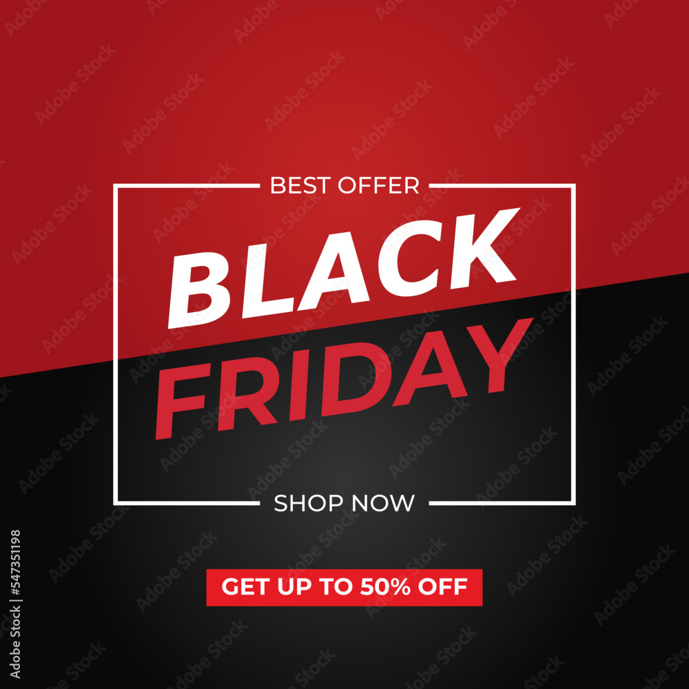 Black Friday Discount Sale Poster Banner Template Red Black Background. Vector Illustration Black Friday Discount Sale Poster Banner Template Red Black Background. Vector Illustration