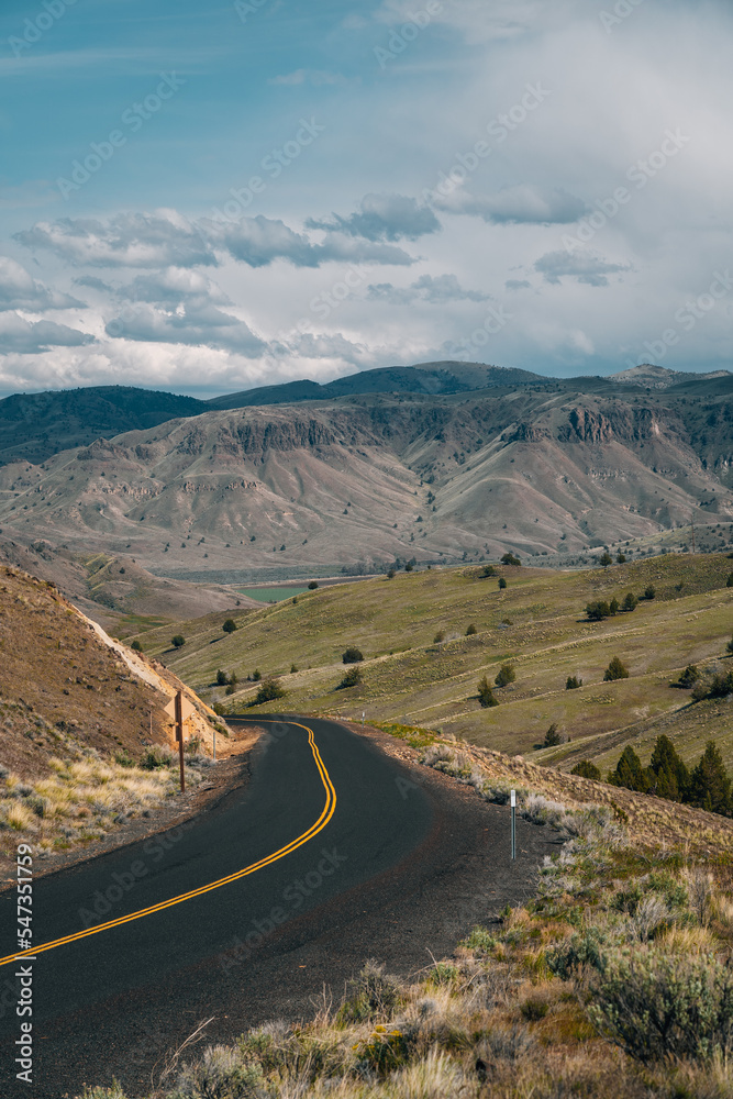 landscape with road and clouds in the desert