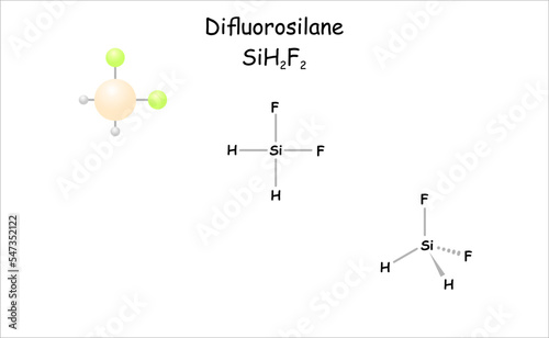 Stylized molecule model/structural formula of difluorosilane.