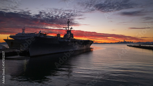 Photos USS Hornet Sunset Drone