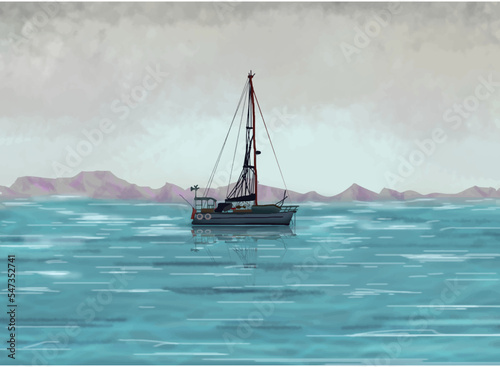 Vector background - sailboat in the sea