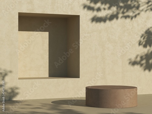 Fototapeta Naklejka Na Ścianę i Meble -  Minimal background for product presentation. 3d mock up scene with natural lighting and shadow background. 3d render illustration. 
