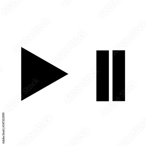 Set of play and pause video icon with black button on white background. Great for web, mobile apps.