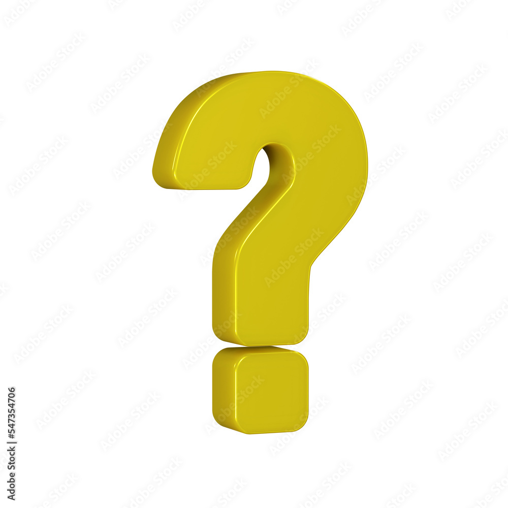 Yellow question mark. Isolated on transparent background. 3d render Yellow question mark. Isolated on transparent background. 3d render