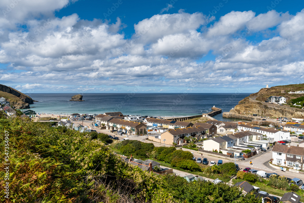 view of the idyllic seaside village of Portreath in northern Cornwall