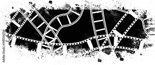 Grunge Filmstrip overlay texture . Film frame photo strip. Camera roll vintage design  .Photo Album. Grunge effect .Vector