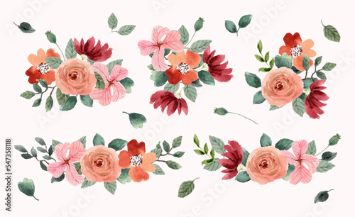 pretty flower bouquet watercolor collection