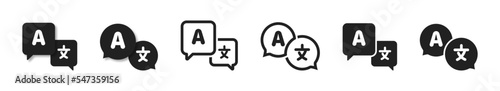 Set of language translation icon. Translator symbol collection. Vector illustration.