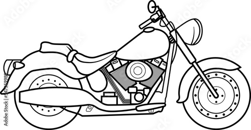 Vector illustration of big motorcycle for coloring book or page. Good for kids.