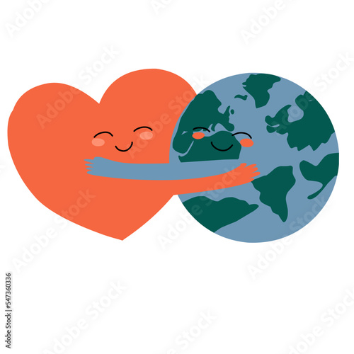 Earth and Heart Hugging Together