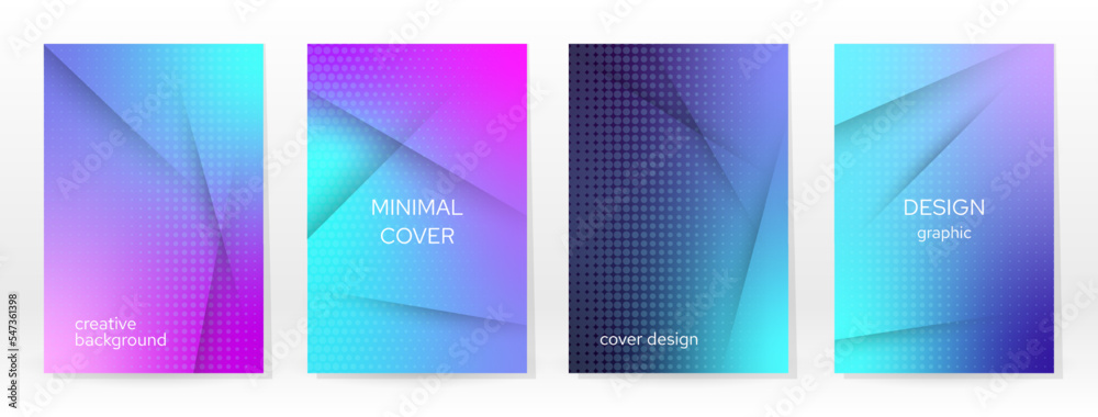 Fototapeta premium Minimal Poster. Pastel Soft. Blue Gradient Set.