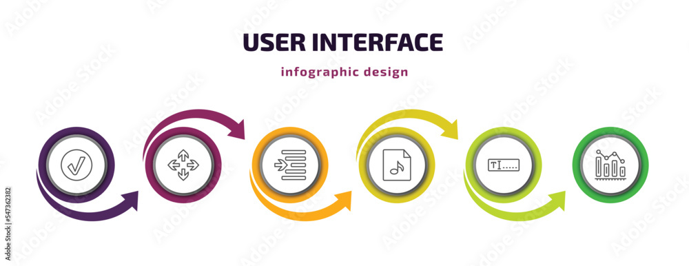 user interface infographic template with icons and 6 step or option ...