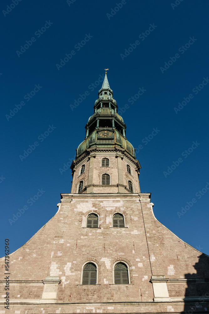 Fototapeta premium St. Peter's Church tower in Riga, Latvia