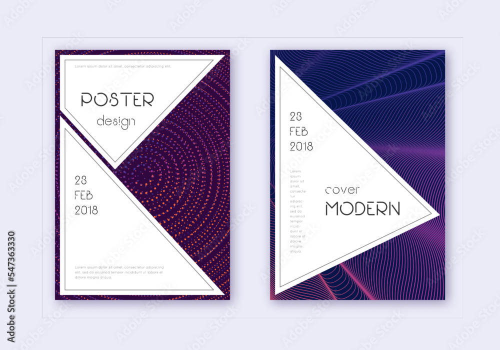 Fototapeta premium Stylish cover design template set. Violet abstract