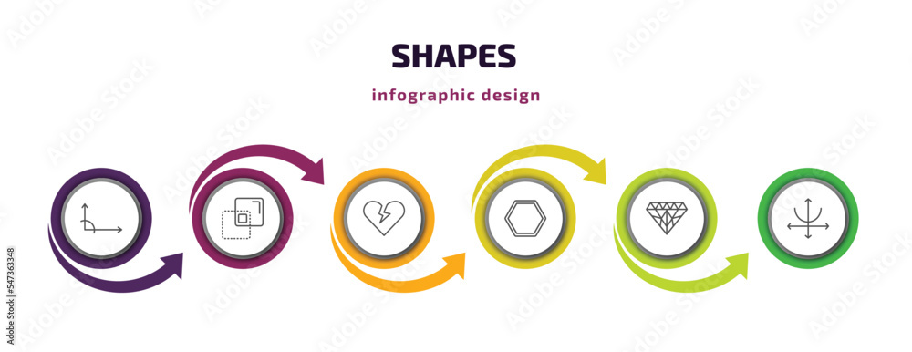 shapes infographic template with icons and 6 step or option. shapes icons such as angle of acute, minus front, heartbreak, poligon, big diamond, parabola vector. can be used for banner, info graph, shapes infographic template with icons and 6 step or option. shapes icons such as angle of acute, minus front, heartbreak, poligon, big diamond, parabola vector. can be used for banner, info graph,