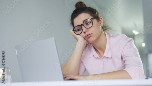Female author of popular online magazine or blog thinking over theme for post