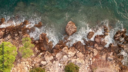 Idyllic turquoise beach aerial view, Malinska on Island of Hvar, Croatia photo