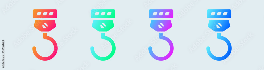 Hook solid icon in gradient colors. Crane signs vector illustration. Hook solid icon in gradient colors. Crane signs vector illustration.