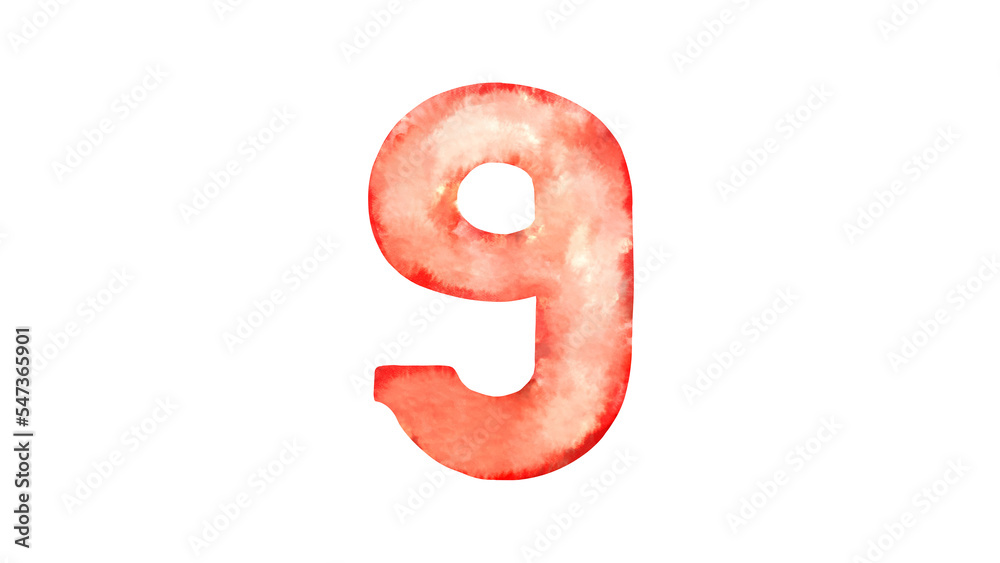 数字の9の水彩風背景透過イラスト 数字の9の水彩風背景透過イラスト