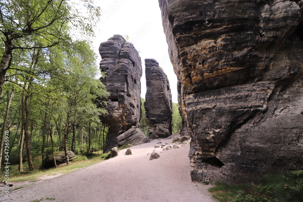 A massive sandstones at Tisa Rocks near Tisa, Czech republic