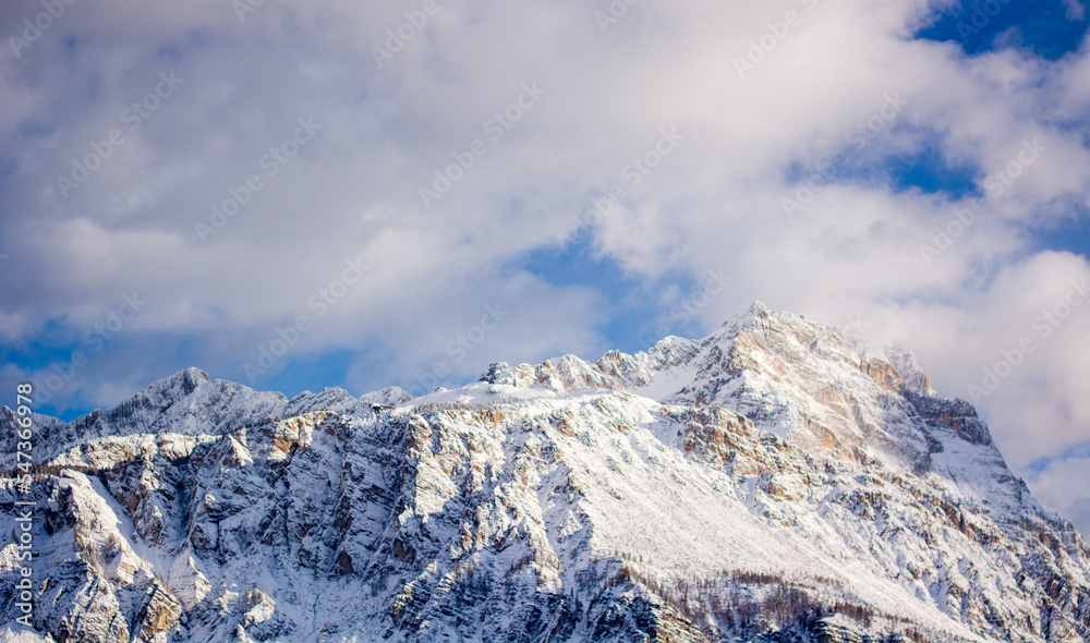 snow and clouds over the winter mountains