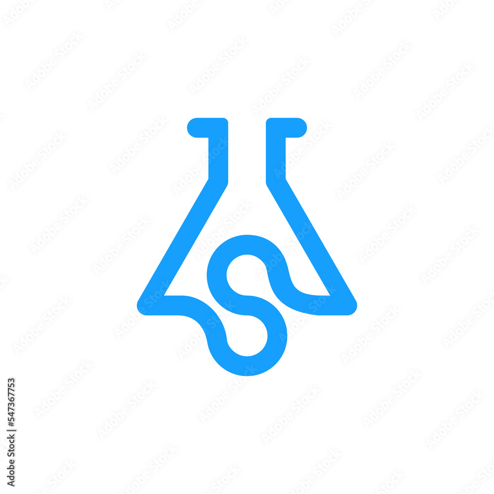 Glass Science Lab Bottle logo design vector sign