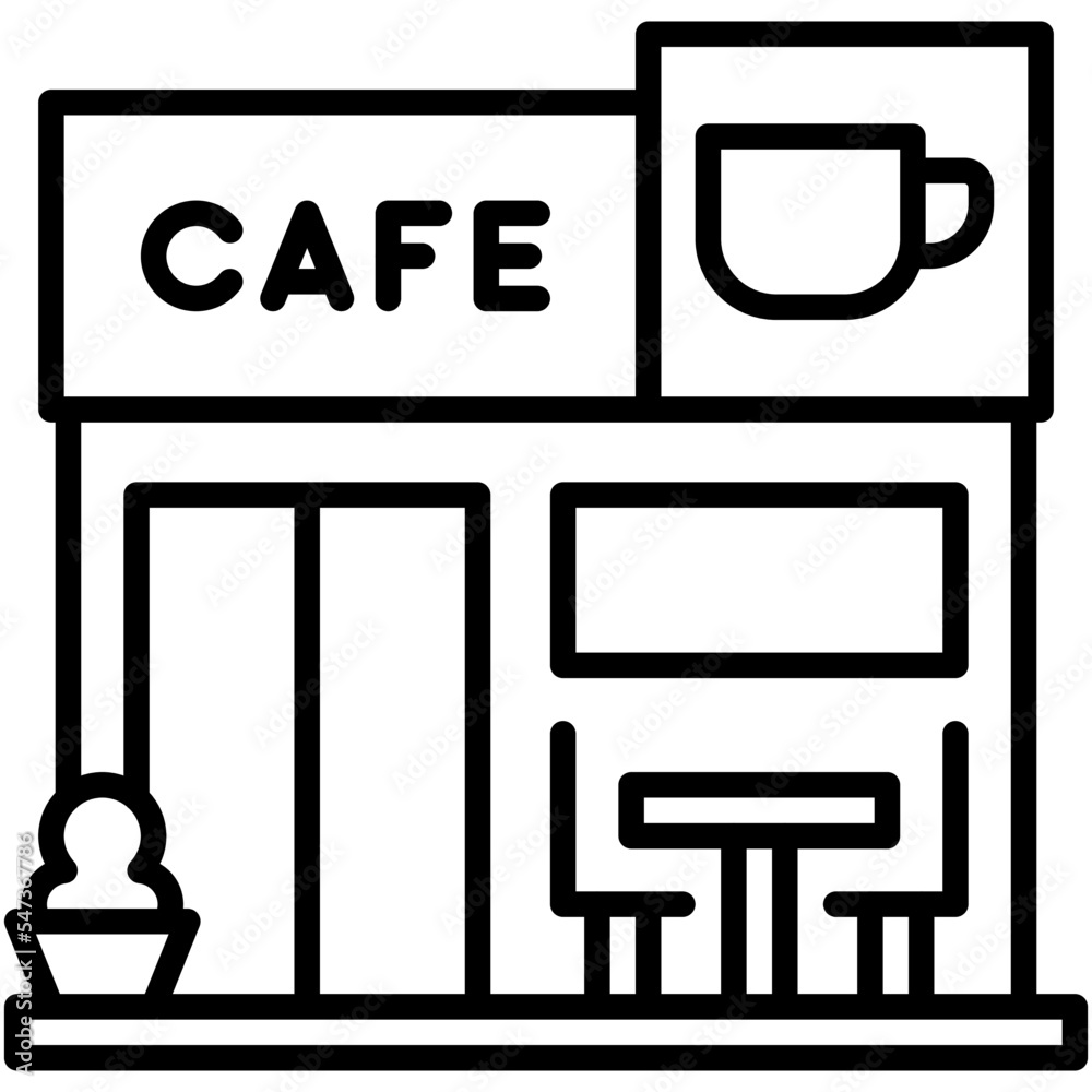 Coffeehouse, coffee shop or cafe icon Coffeehouse, coffee shop or cafe icon