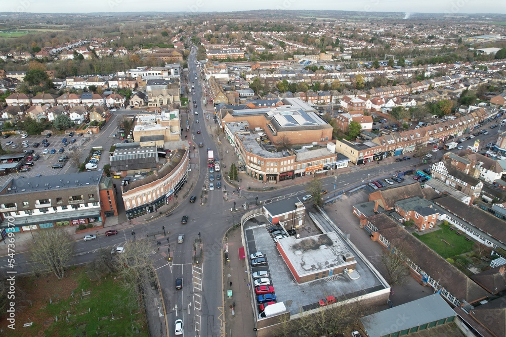 Upminster Essex UK Aerial drone view street and roads
