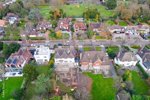 Canvas Print Upminster Essex UK Aerial drone view street and roads