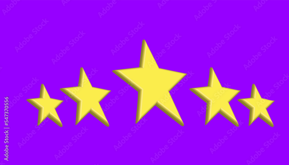 Yellow five star rating in 3d style on blue background. Vector illustration. EPS 10. Yellow five star rating in 3d style on blue background. Vector illustration. EPS 10.