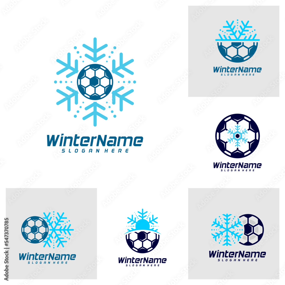 Set of Winter Soccer logo template, Football Winter logo design vector Set of Winter Soccer logo template, Football Winter logo design vector