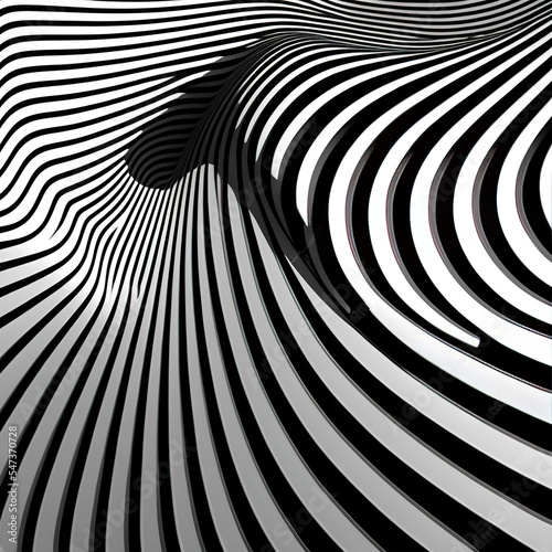 black and white Optical art abstract background. Abstract wave pattern, Hypnotic pattern, psychedelic, op art, optical illusion. Modern design generative ai