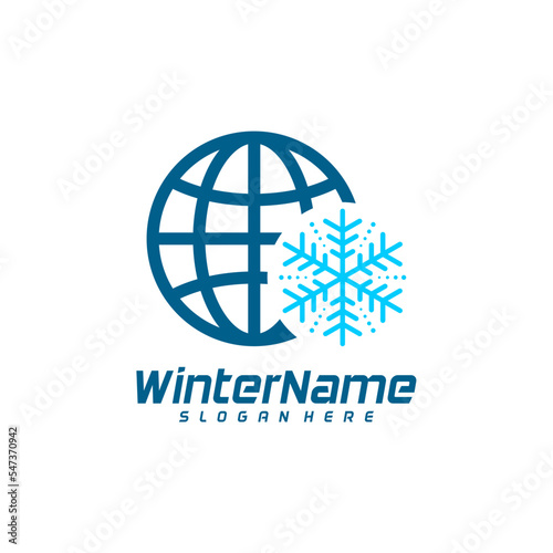 Winter World logo template  Winter logo design vector